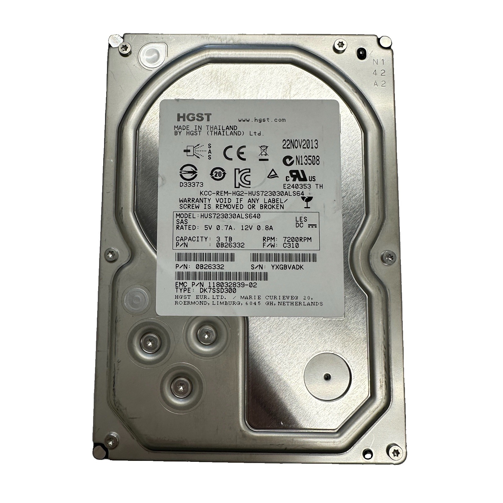 EMC HUS723030ALS640 3TB SAS 7200 RPM 3.5 in Enterprise HDD | 118032839-02