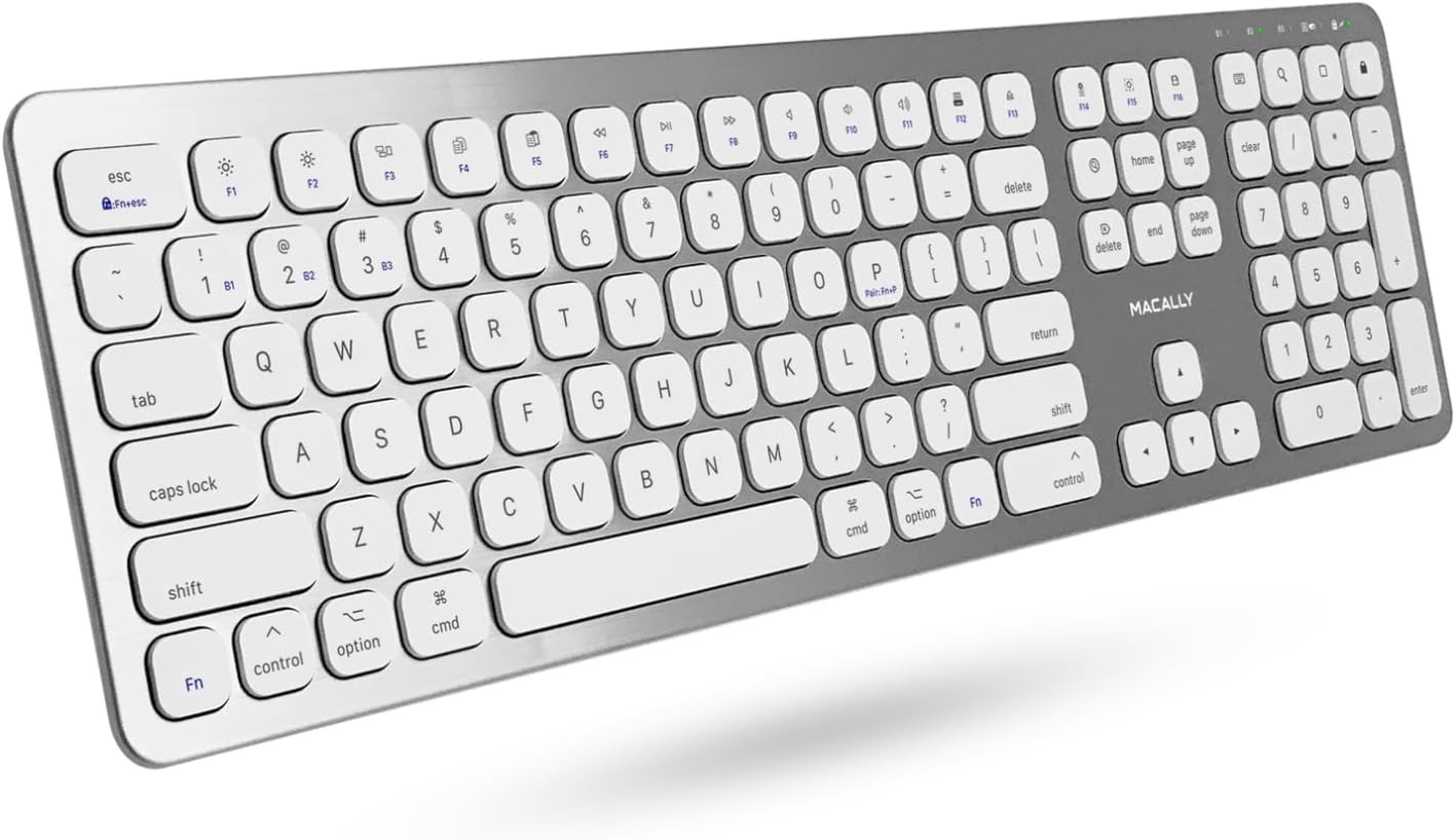Macally Premium Bluetooth Keyboard for Mac with Numeric Keypad - Wireless