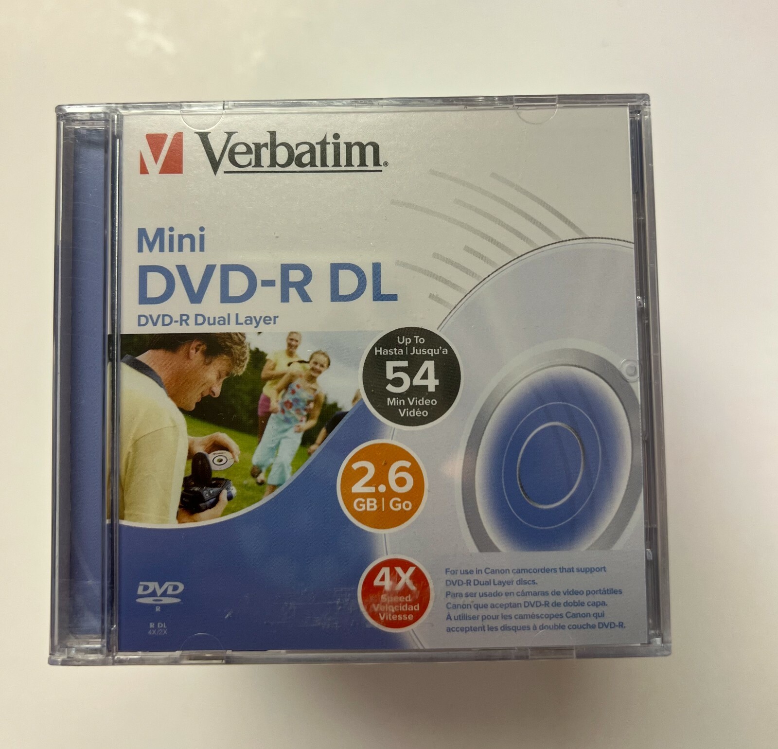 2 PCS Verbatim 2.6GB 4X Mini DVD-R DL Dual Layer Discs with Case For Camcorder