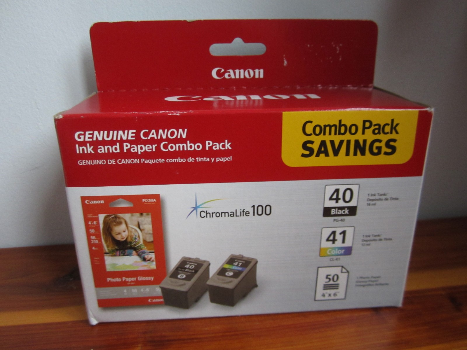 Canon PG-40 CL-41 Ink & Photo Paper Combo Pack ChromaLife Genuine OEM Sealed New