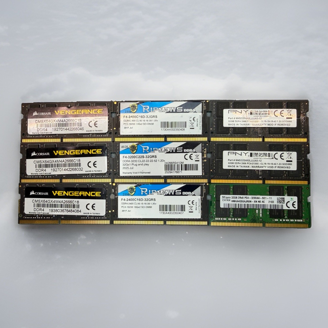 *LOT OF 9* Mixed Brand & Speed 32GB DDR4 PC4 SODIMM Laptop RAM