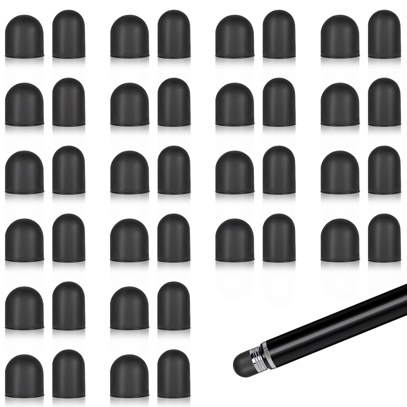 LXUEJIE 40 Pcs Rubber Tips for Stylus Pens, Universal Replacement Black