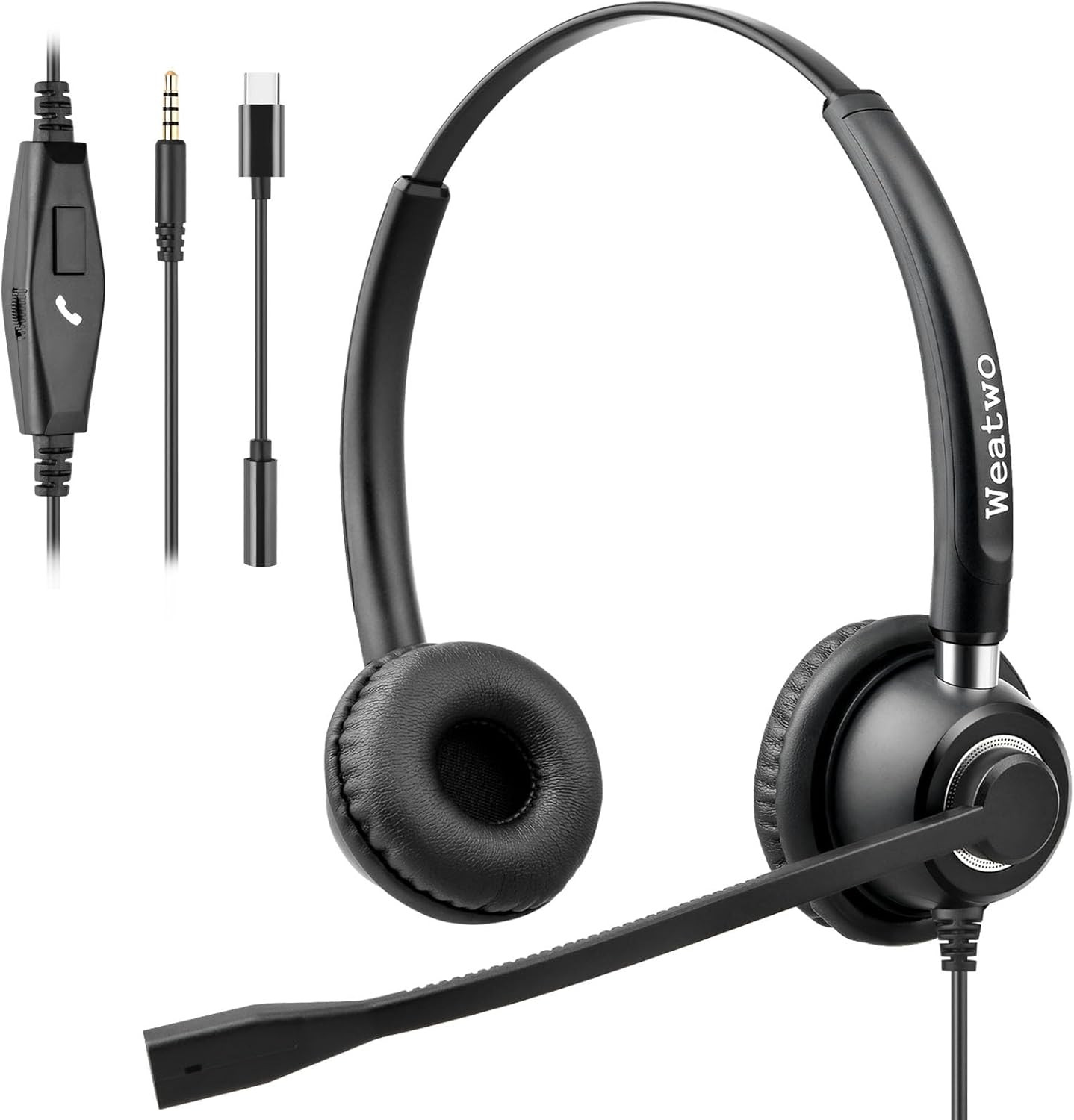 Auriculares para computadora con cable de 3.5 mm y microfono con cancelacion de
