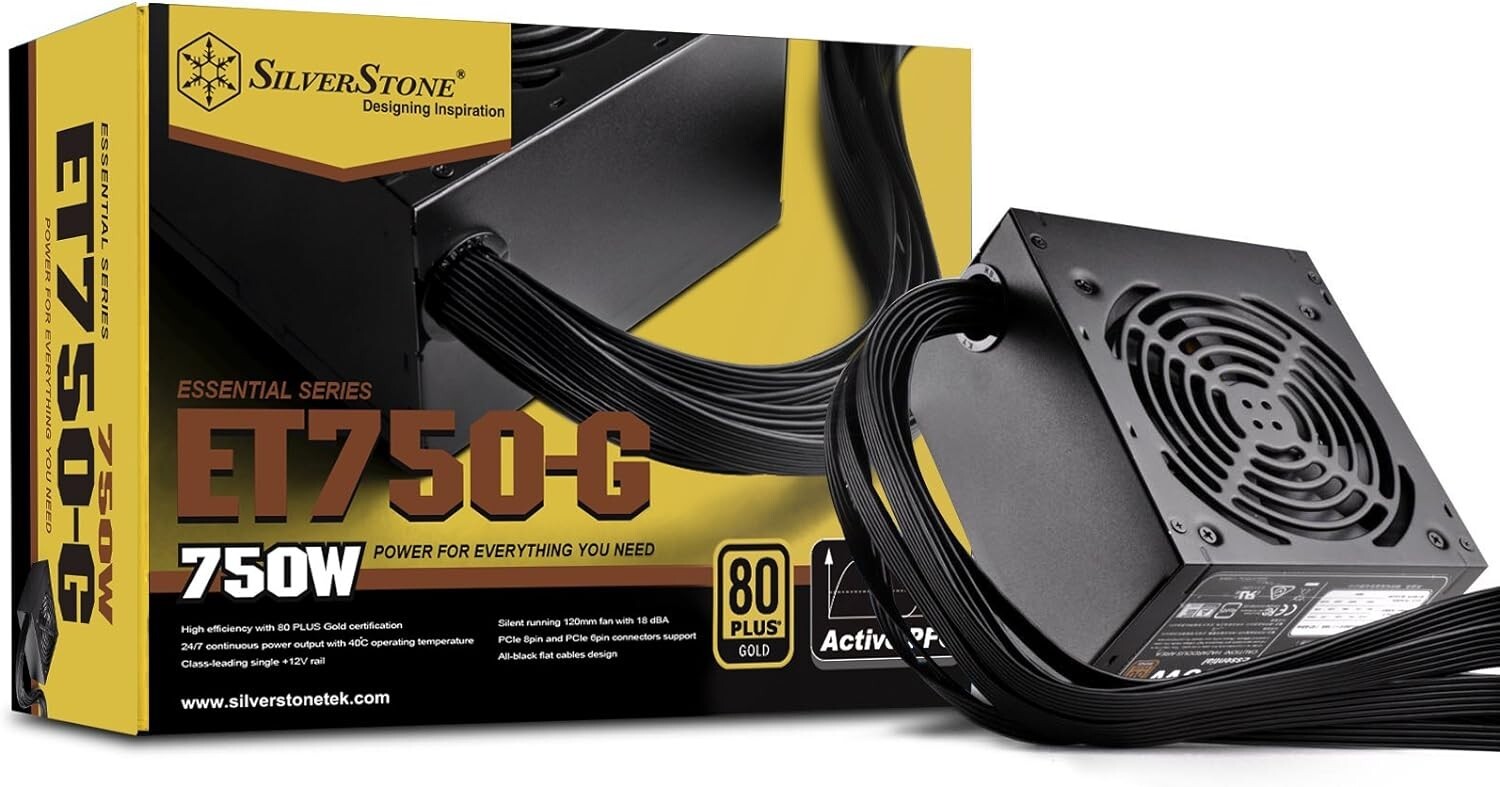 SilverStone Tek 750W 80 Plus Gold Fixed Cable Power Supply with Flat Black Cable