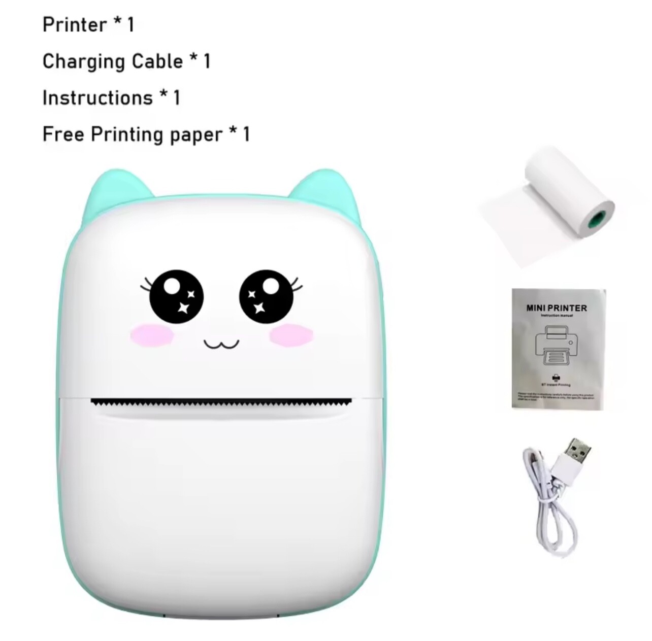 Portable thermal printer mini cat print photo pocket thermal label printer 58mm