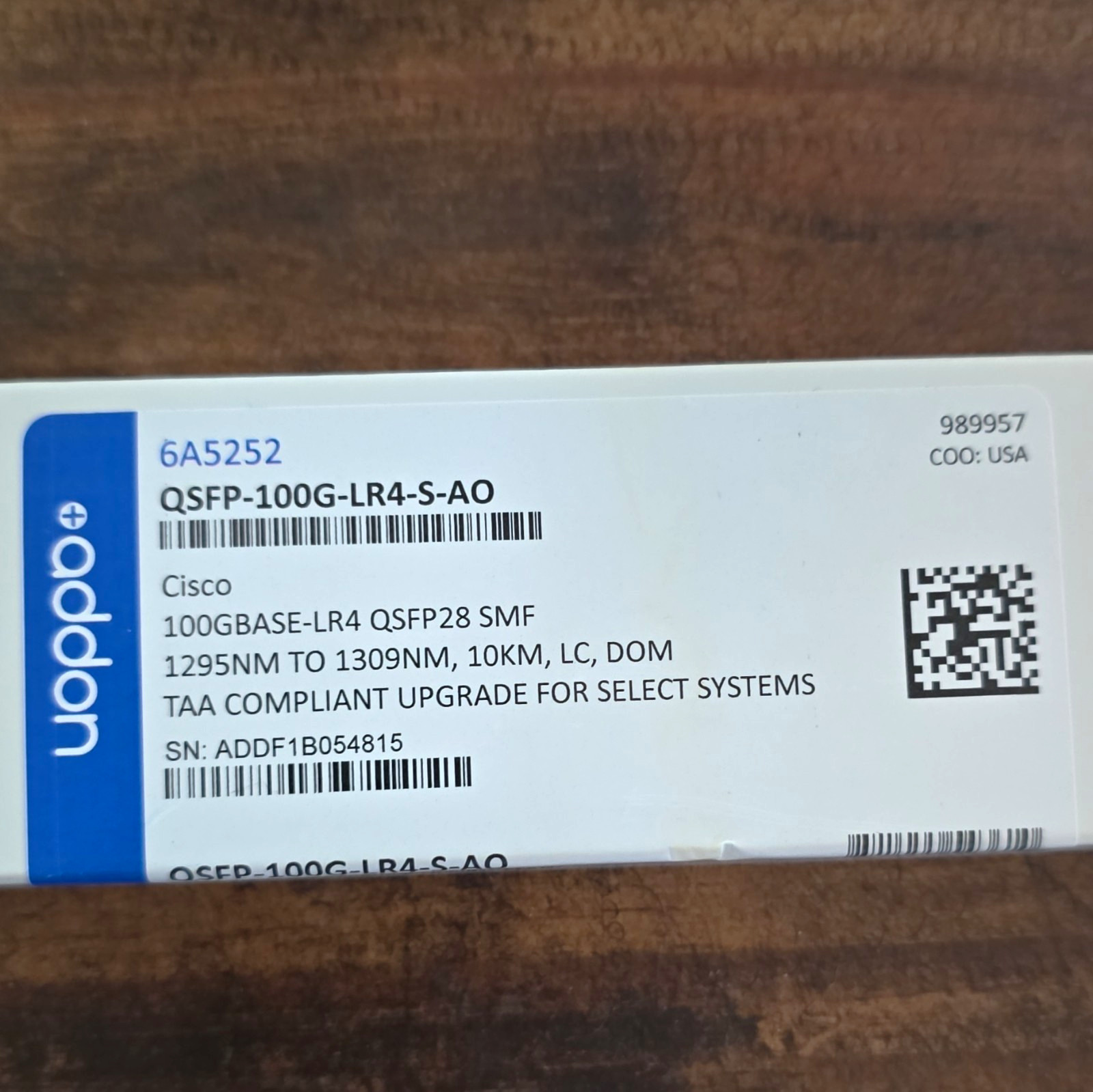AddOn QSFP-100G-LR4-S-AO 100GBASE-LR4 QSFP28 LC 10km Cisco Compatible