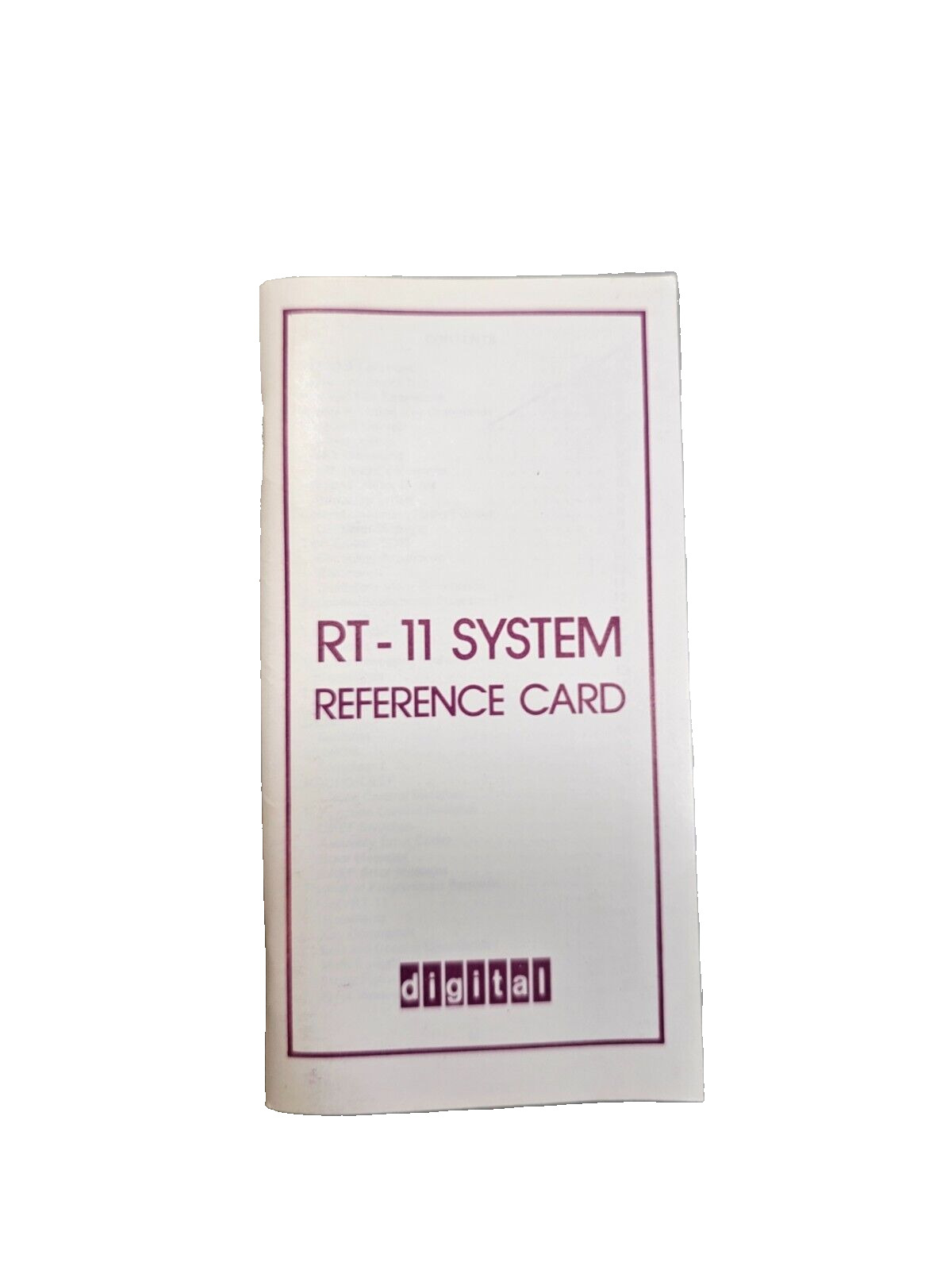 Vintage 1975 Digital Equipment DEC RT-11 System Reference Card