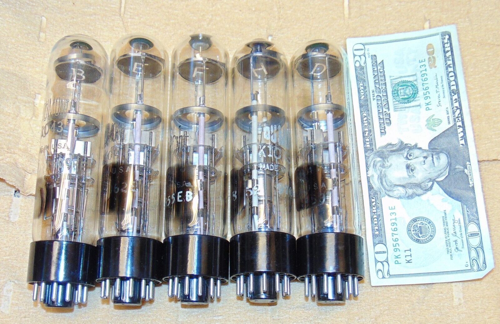 EXTREMELY RARE SET OF 5 *EARLY COMPUTER TUBES Dumont NOS K1043 MONOSCOPE FOR IBM