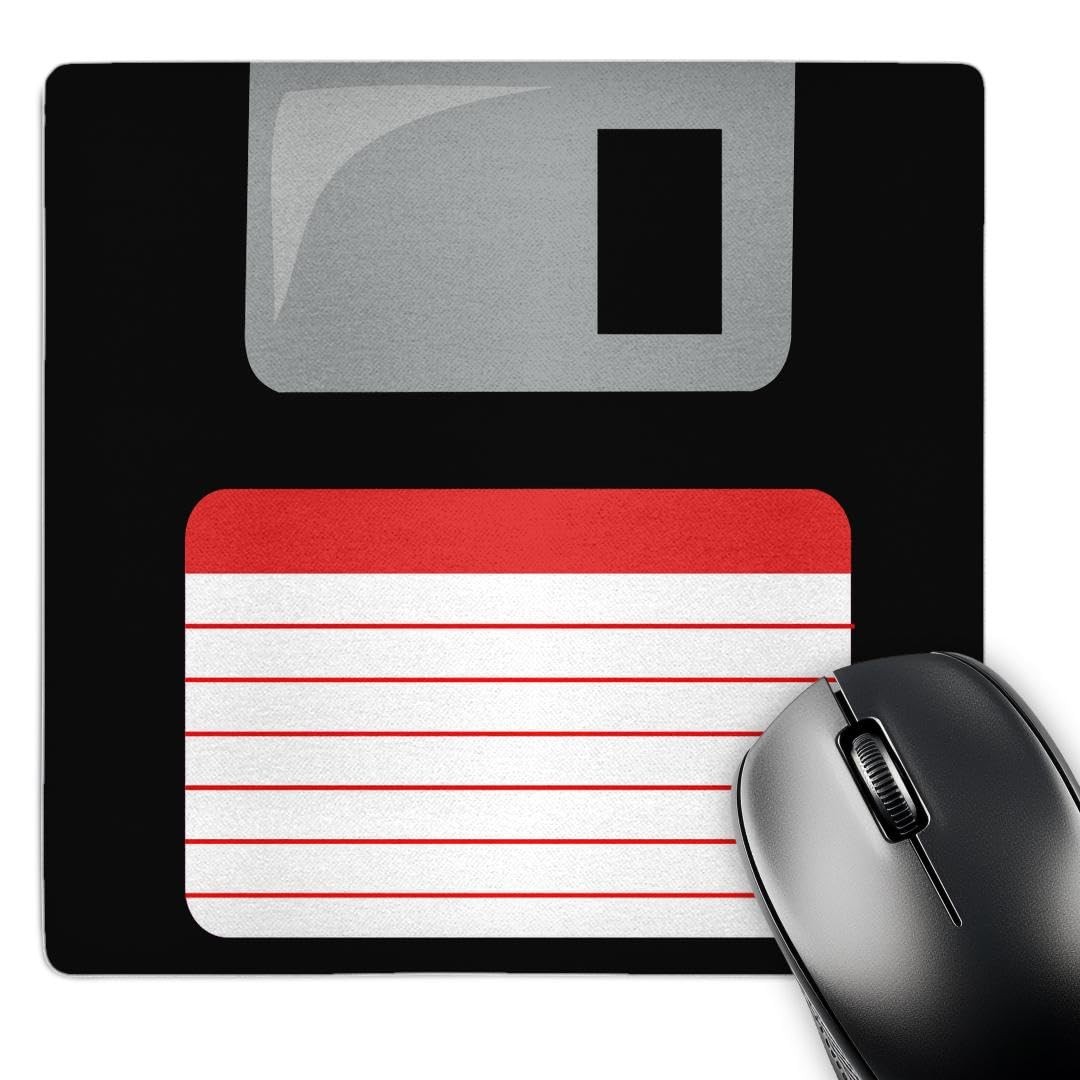 3dRose 8x8 Inch Retro 90s Floppy Disk Mouse Pad Black Red 1990s Computer Tech