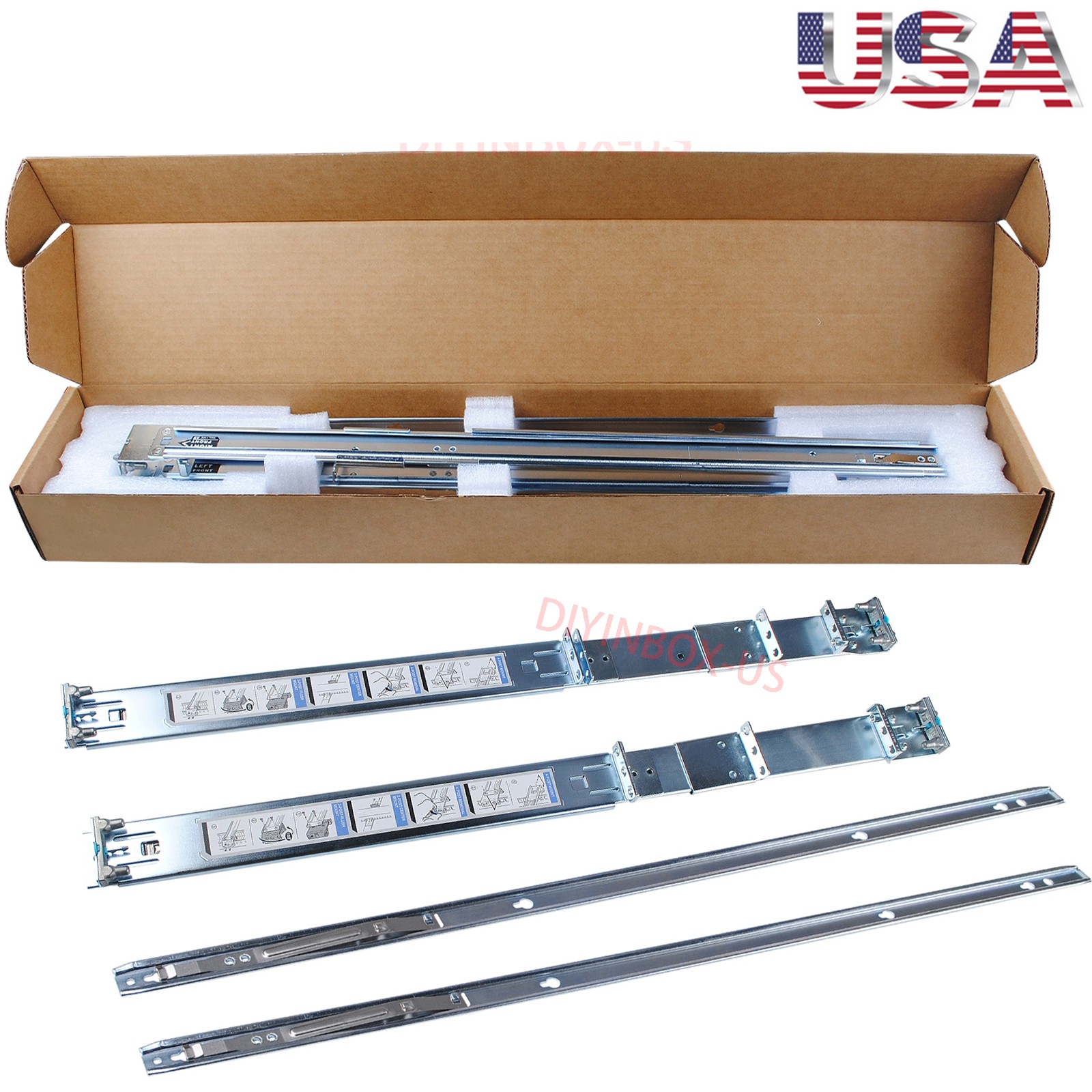 1U Static Rail Rails Kit For Dell R650 R660 R6625 R6515 R670 R470 0MF3D9 MF3D9