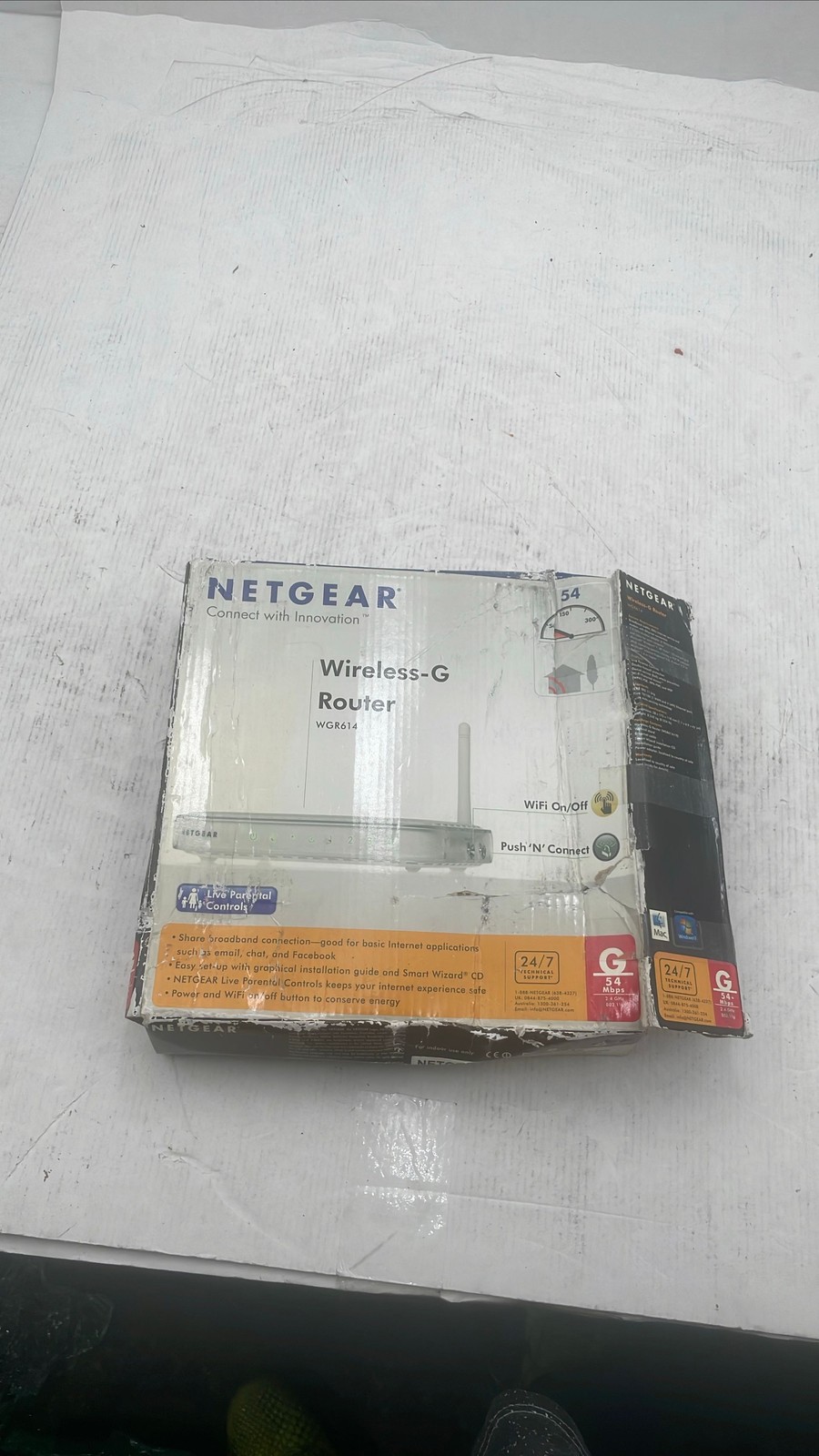 NETGEAR WGR614v10 Wireless Router 54Mbps Adapter Ethernet Cable