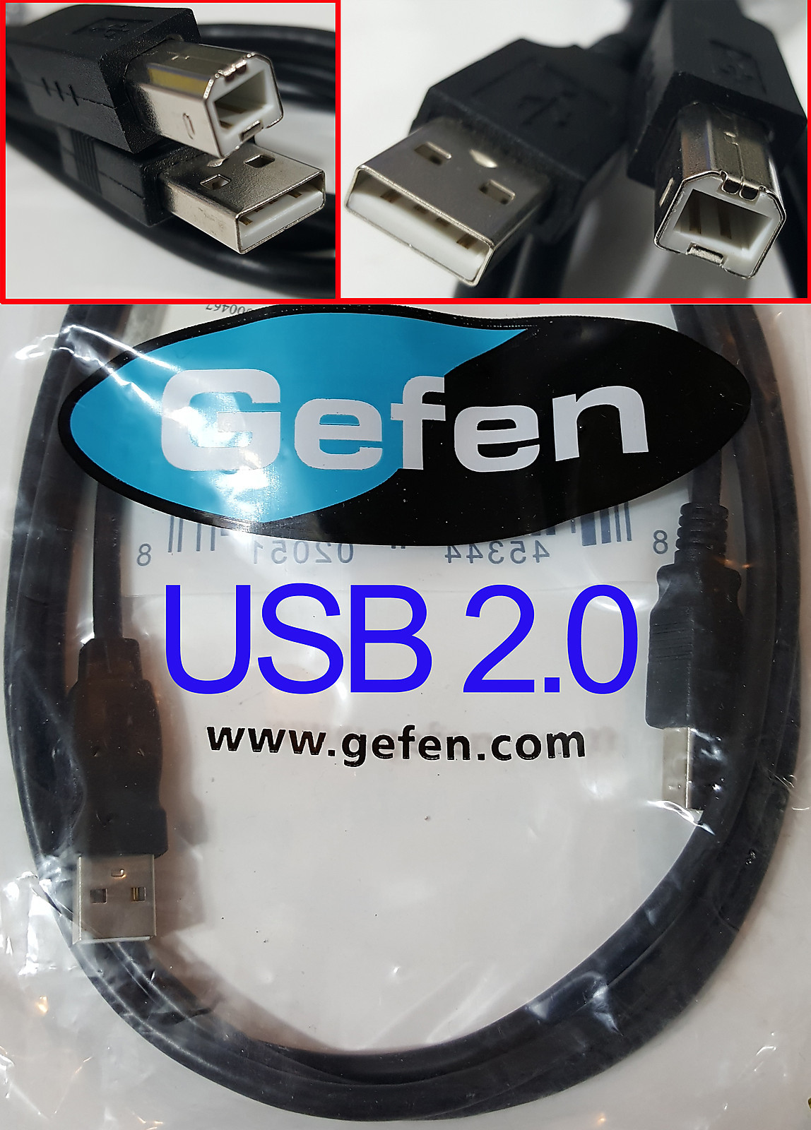 NEW GEFEN 6' Ft USB Type A 6 to B 4 Pin Data Serial Cable Scanner Printer Cord