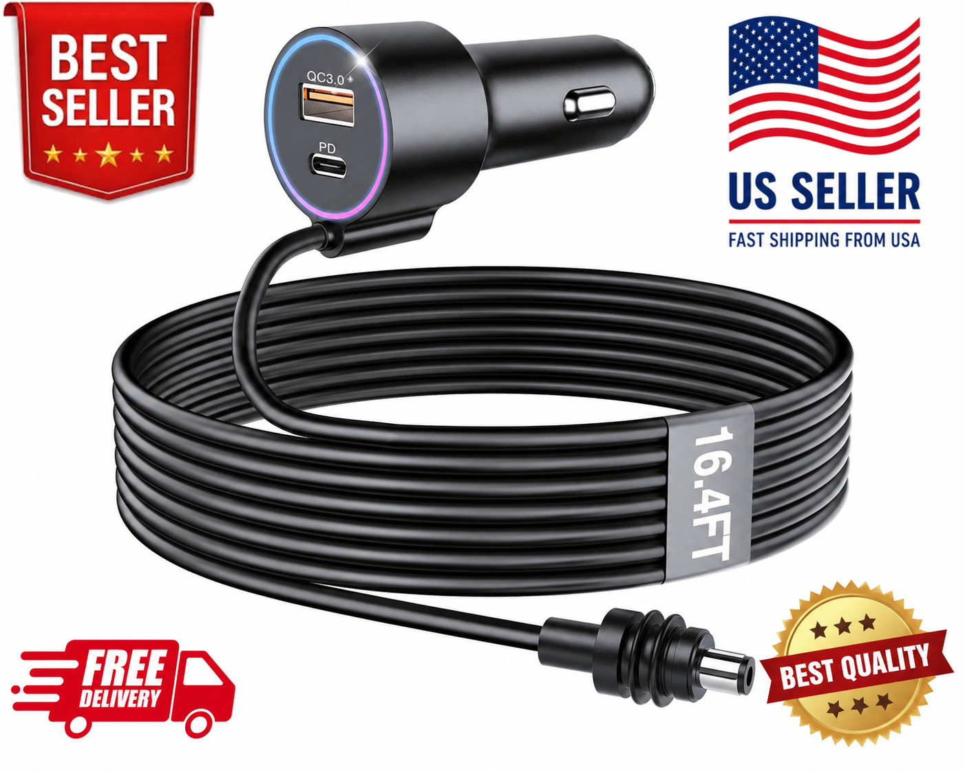 Starlink Mini Cable 16.4FT/ 5M, 3 in 1 Starlink Mini Accessories Car Charger DC