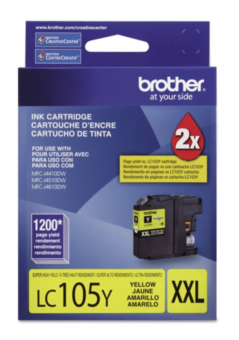 Brother Genuine LC105Y Super High Yield XXL Yellow Ink Cartridges