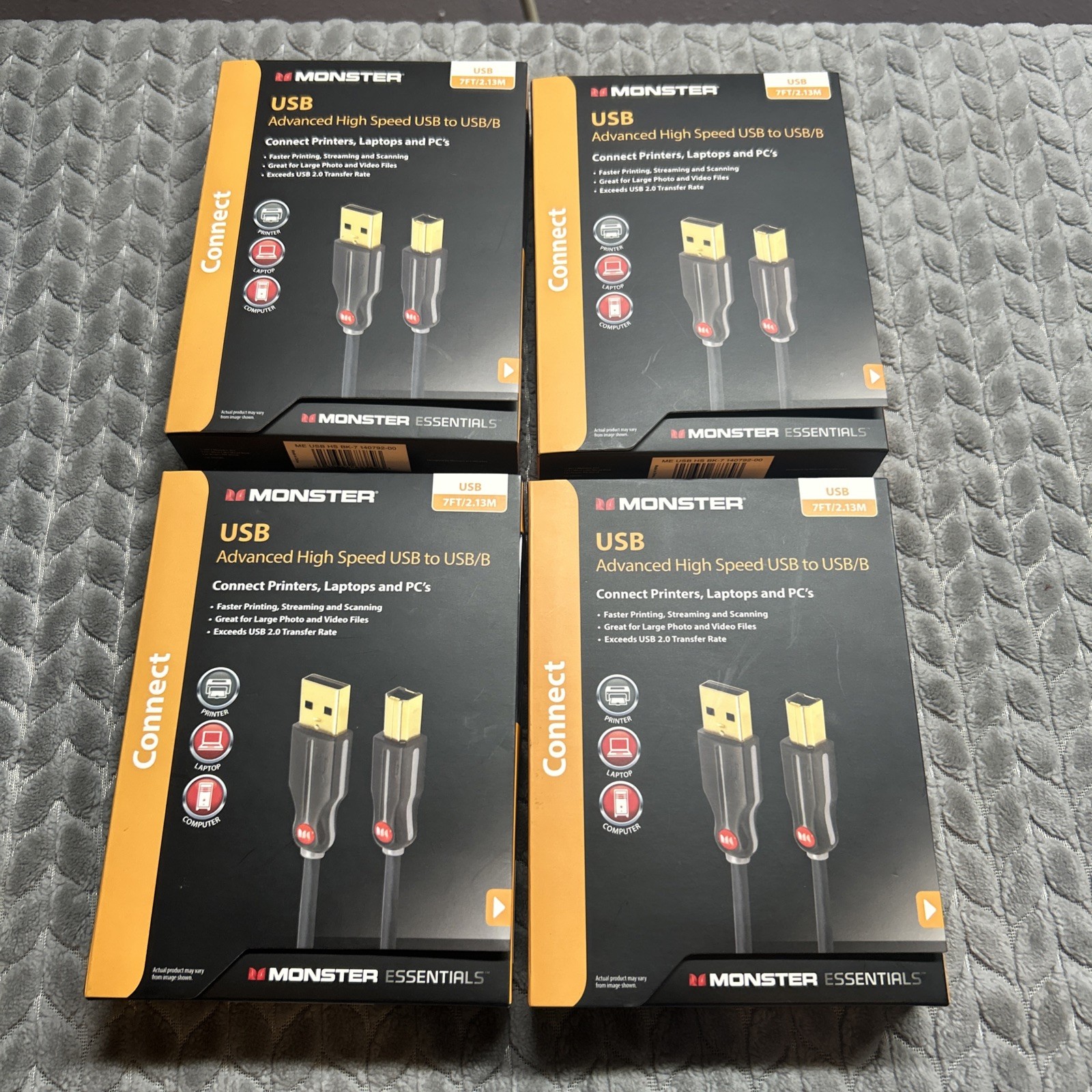 4ea Monster Advanced High Speed USB to USB/B Printer,  Cable 7ft 2.13M LOT of 4