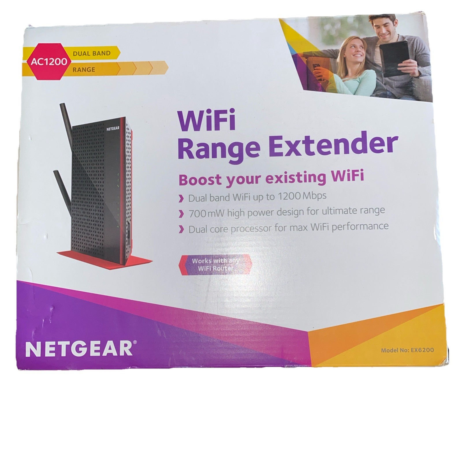 Netgear AC1200 Dual Band WiFi Range Extender Model EX6200