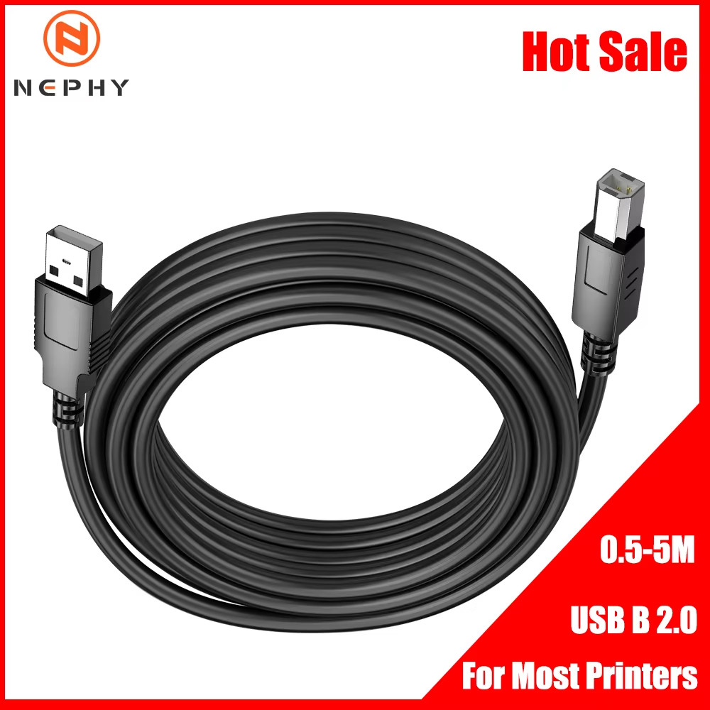 USB 2.0 Type A to B Printer Data Cable – High Speed, 3m/5m