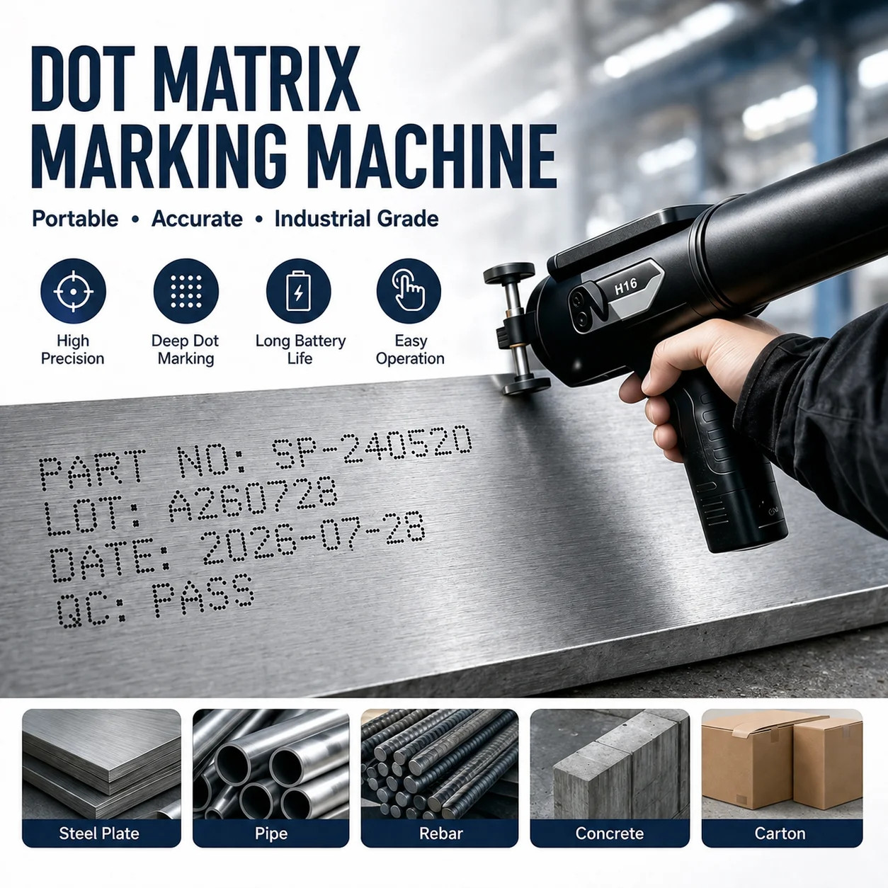 60mm Handheld DOD Inkjet for Plywood Date Batch Barcode
