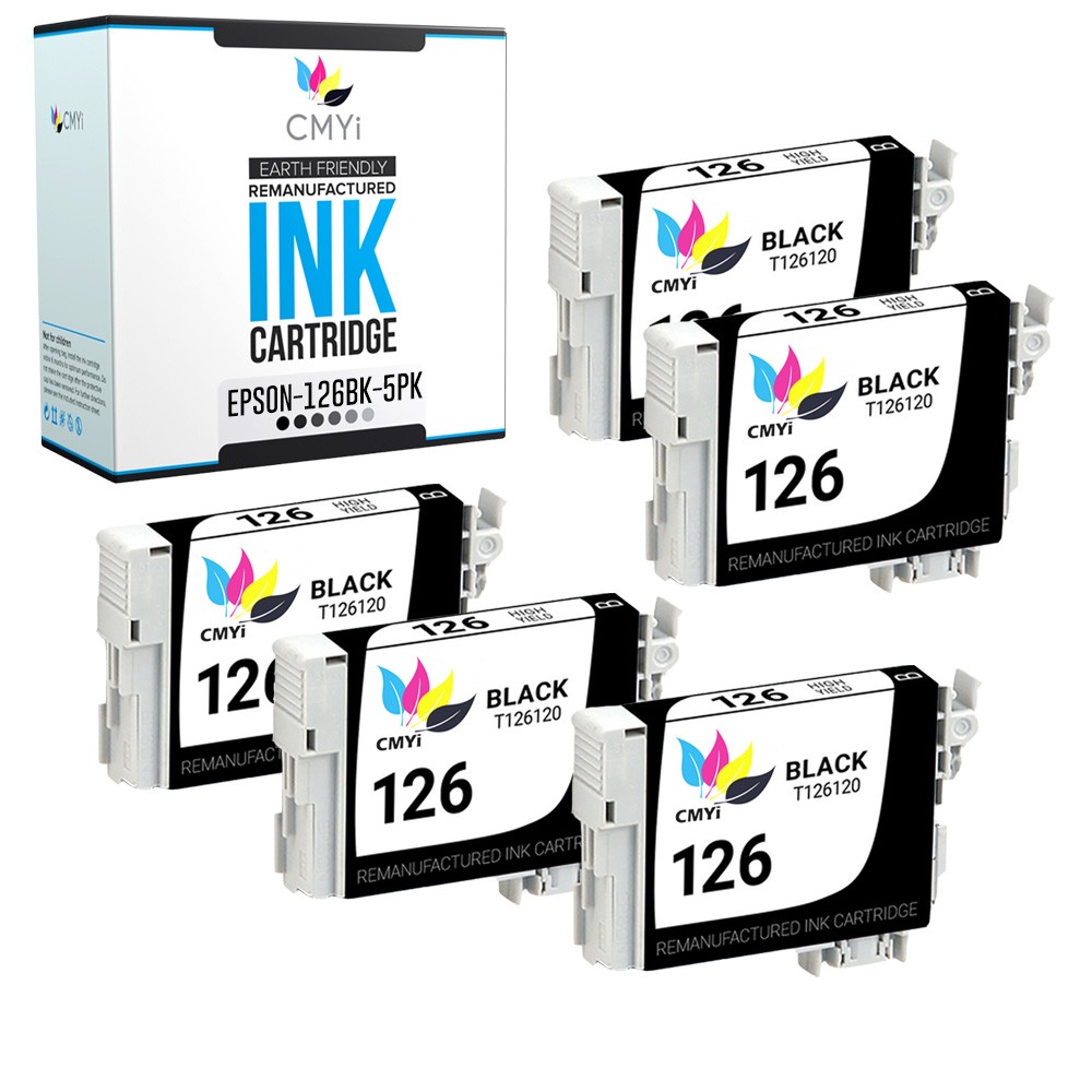 5X CMYi Replacement Black 126 Ink Cartridges for Epson Workforce WF-3540 WF-7010