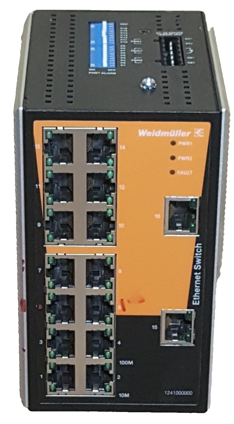 Weidmuller 16 port Din Rail Network Switch IE-SW-VL16-16TX TESTED WORKING