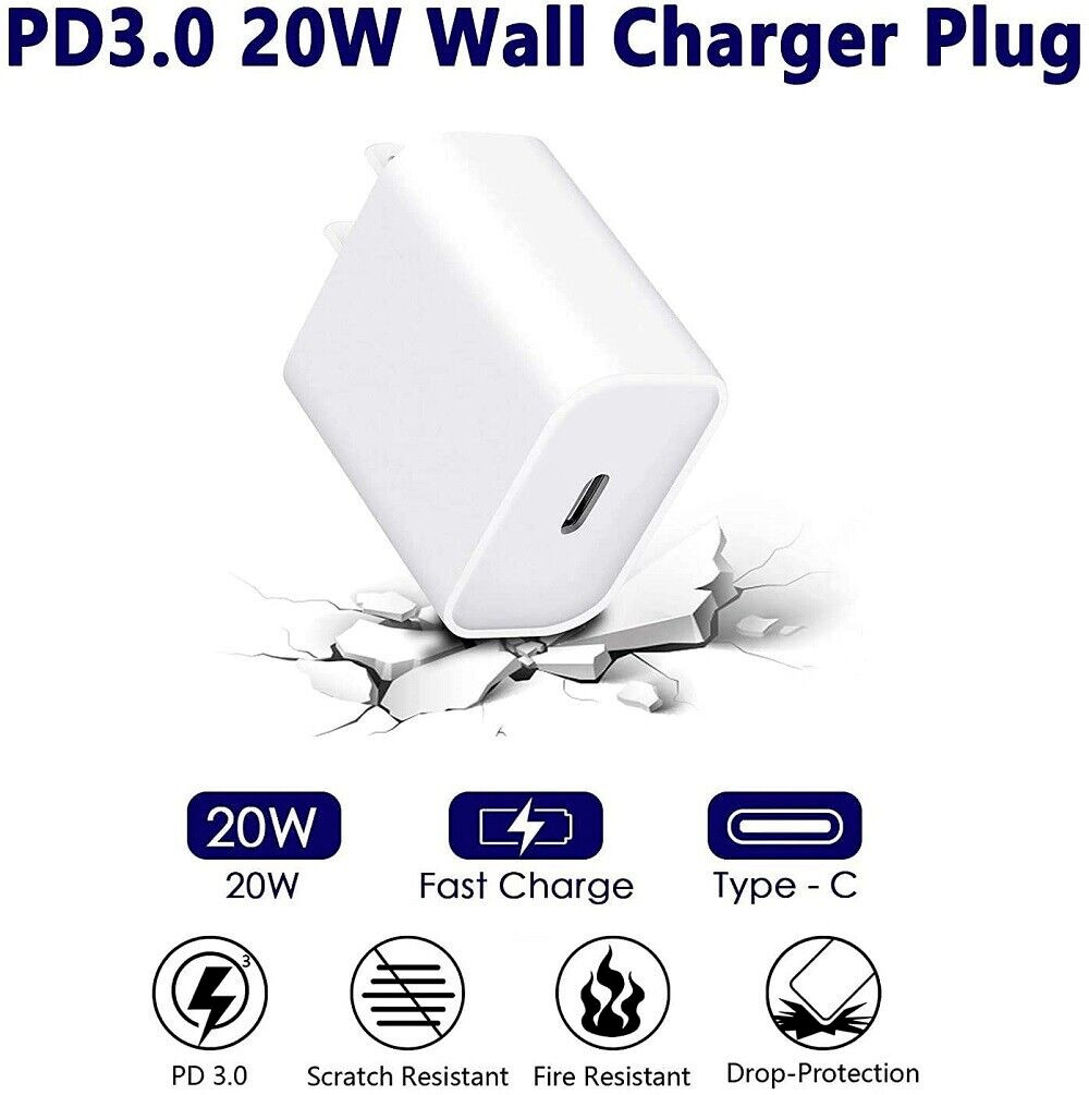 1-100 Lot USB-C Fast Wall Charger 20W PD Power Adapter For iPhone 15 12 13 14 XR
