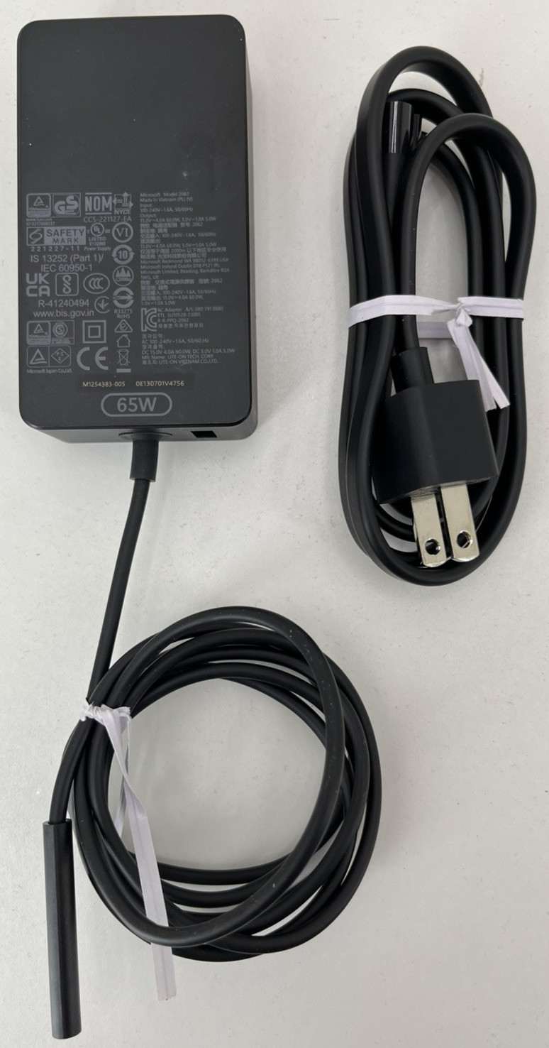 Genuine Microsoft - Surface 65W Power Supply - Black- Pre-Owned