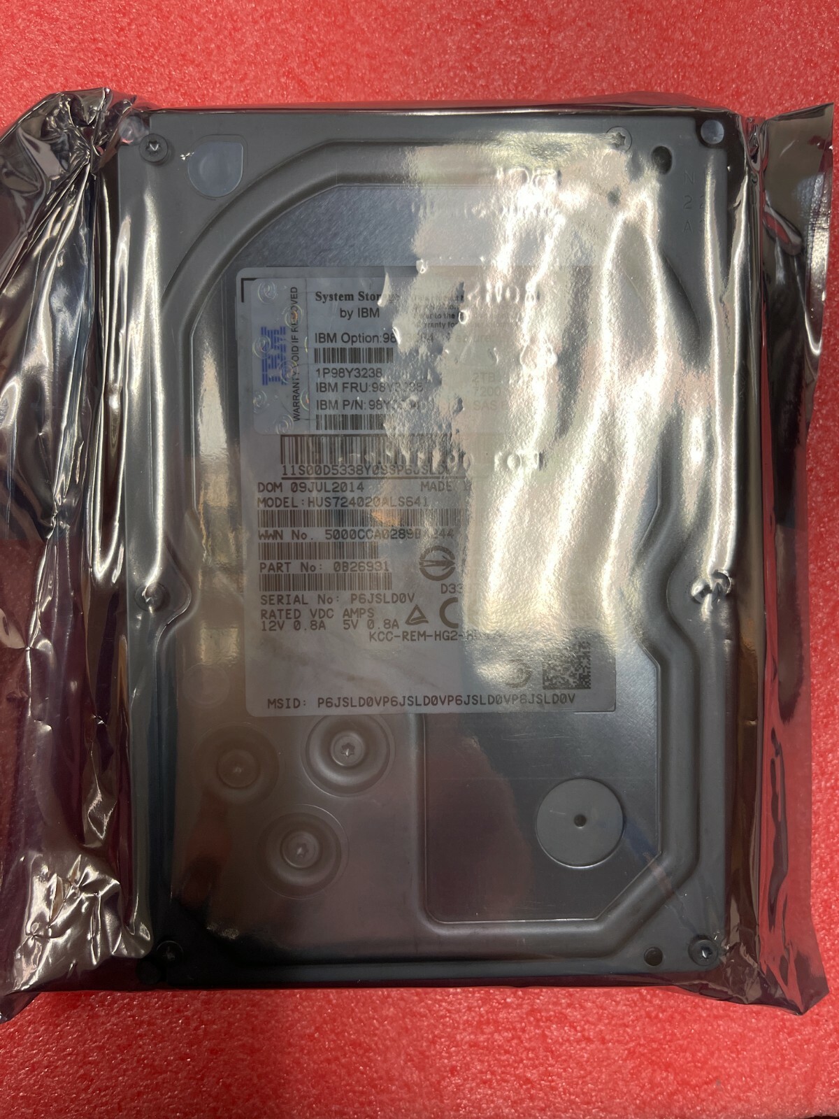 IBM Hitachi HUS724020ALS641 2TB 7.2K SAS 3.5" 128MB Cache HDD 98Y3238 
