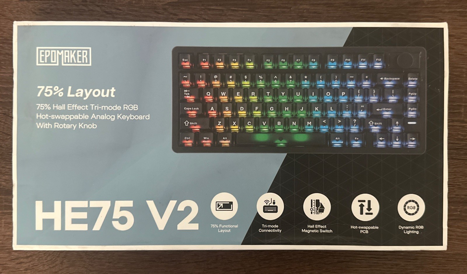 EPOMAKER HE75 V2 Hall Effect tri-mode RGB hot swappable Gaming Keyboard, 8K