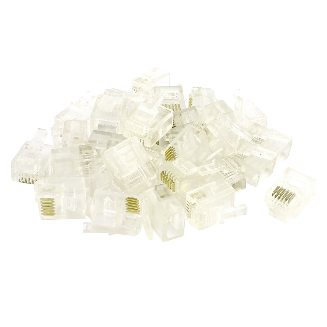 30 Pcs Clear Plastic 6P6C RJ11 Connector for Telephone Cable