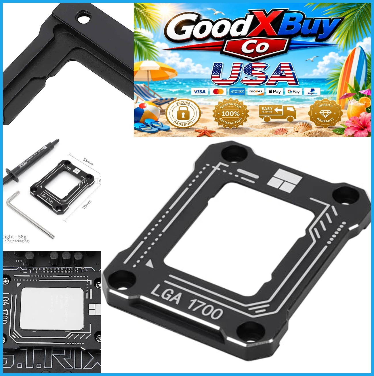 CPU Contact Frame LGA1700 Anti-Warp Bracket Aluminum Screwdriver Intel 12 13 14
