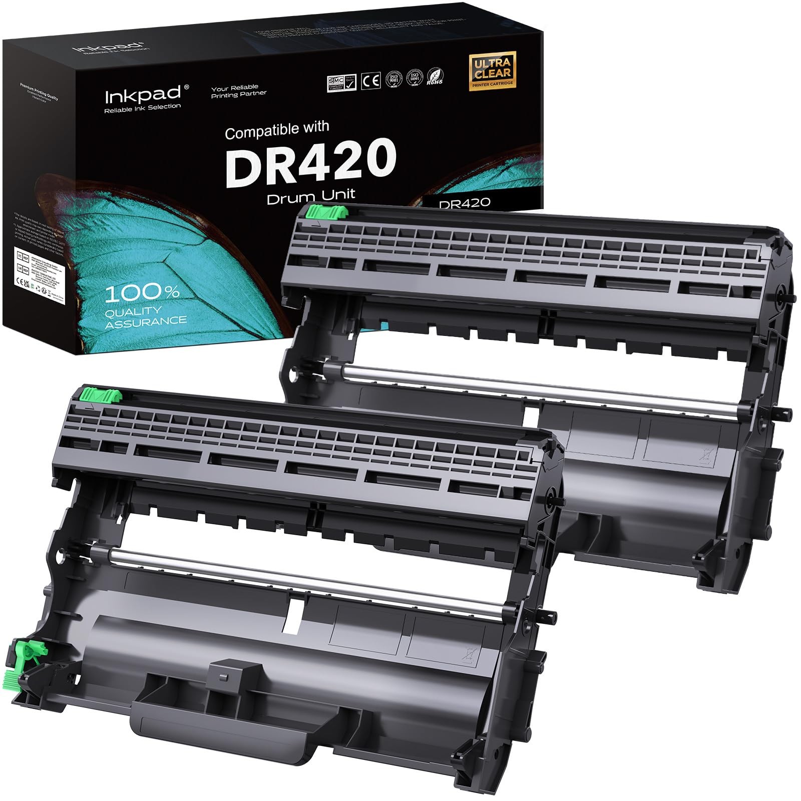 DR420 Drum Unit with Brother DR420 DR-420 Drum (2 Black)