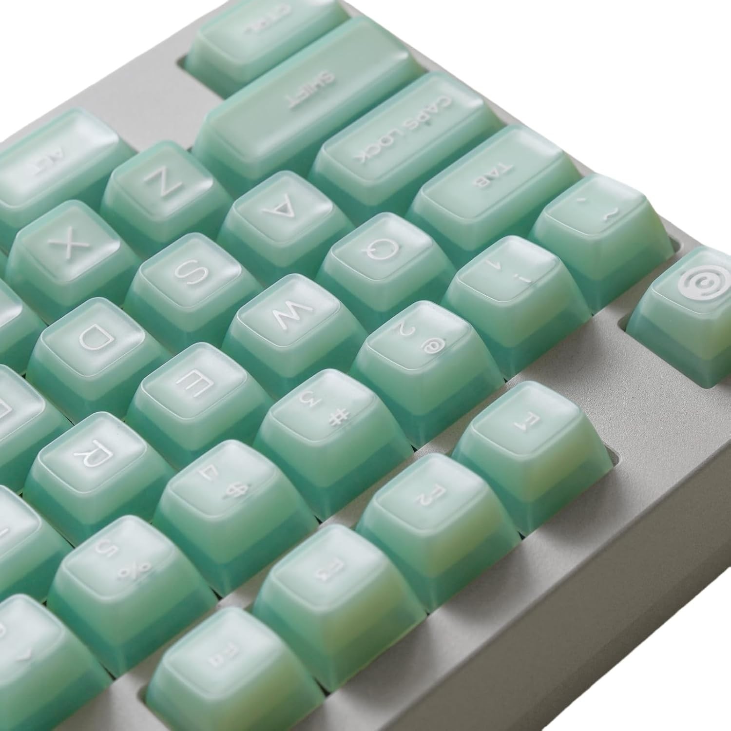 ULTRAEQUIP Jade Keycaps 160 Keys Double Shot PBT RSA Profile Translucent Shin...
