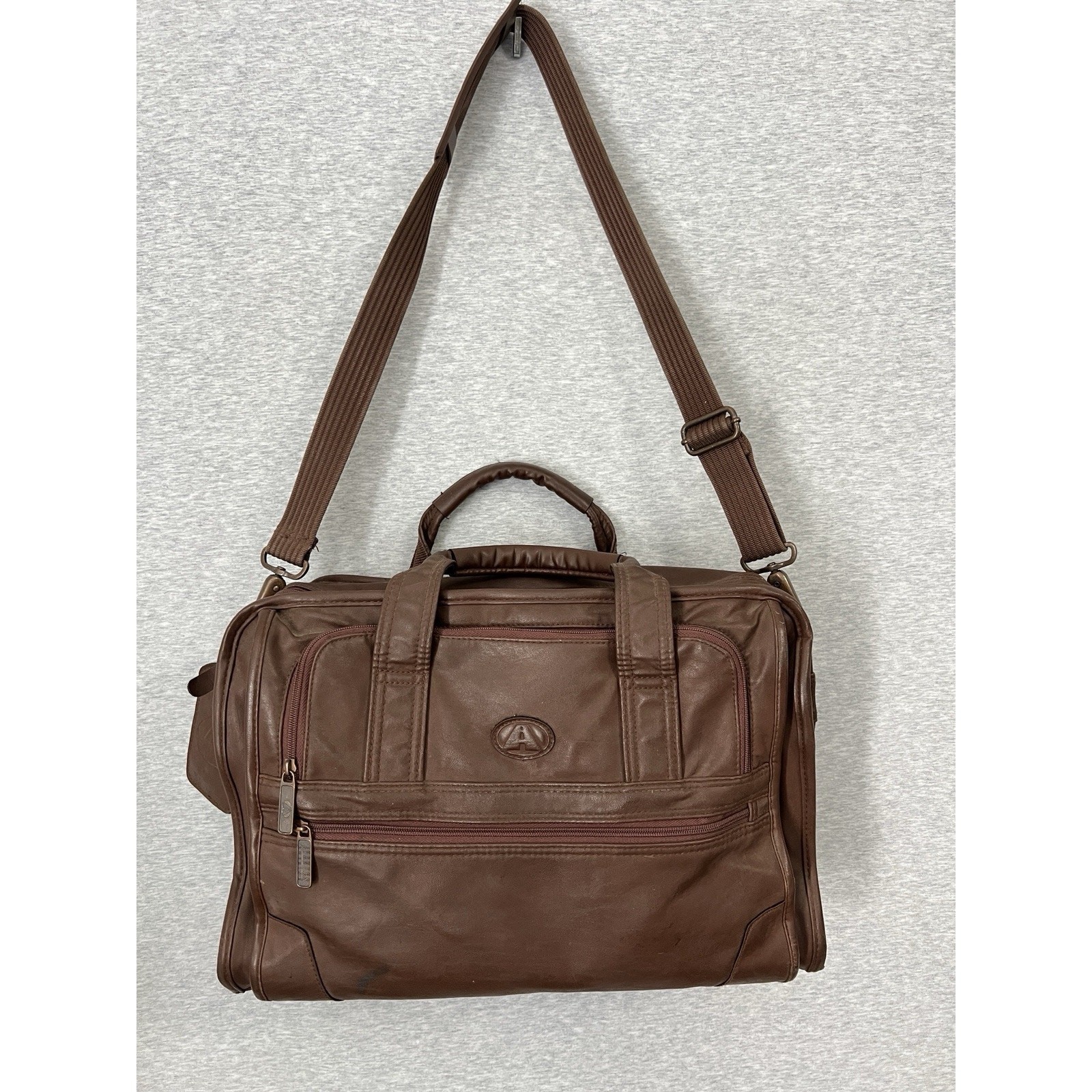 Avenues America Brown Faux Leather Briefcase Messenger Bag Laptop Shoulder