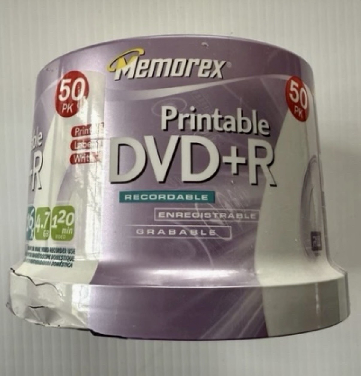 NEW FACTORY SEALED Memorex DVD+R 50 Pack 16X 4.7GB 120 Min.