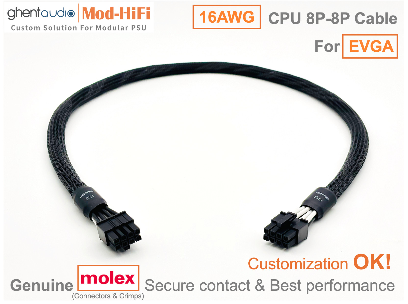 ⚡️16AWG CPU 8P Cable for EVGA SuperNOVA P+ 1600W 1300W -📏70cm/27inch