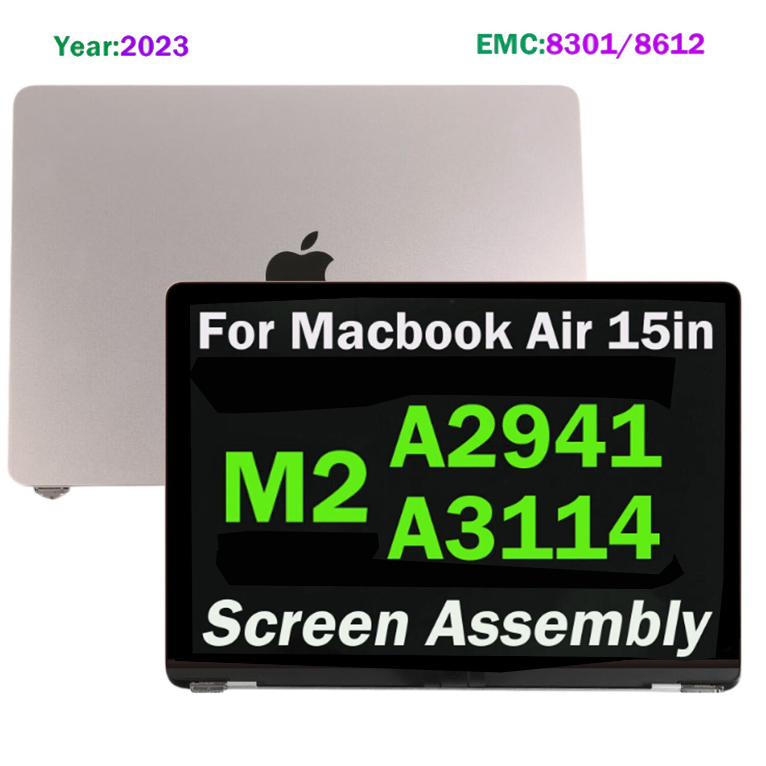 OEM LCD for Apple MacBook Air A2941/A3114 15" M2 2023+ Starlight+ Light Sensor