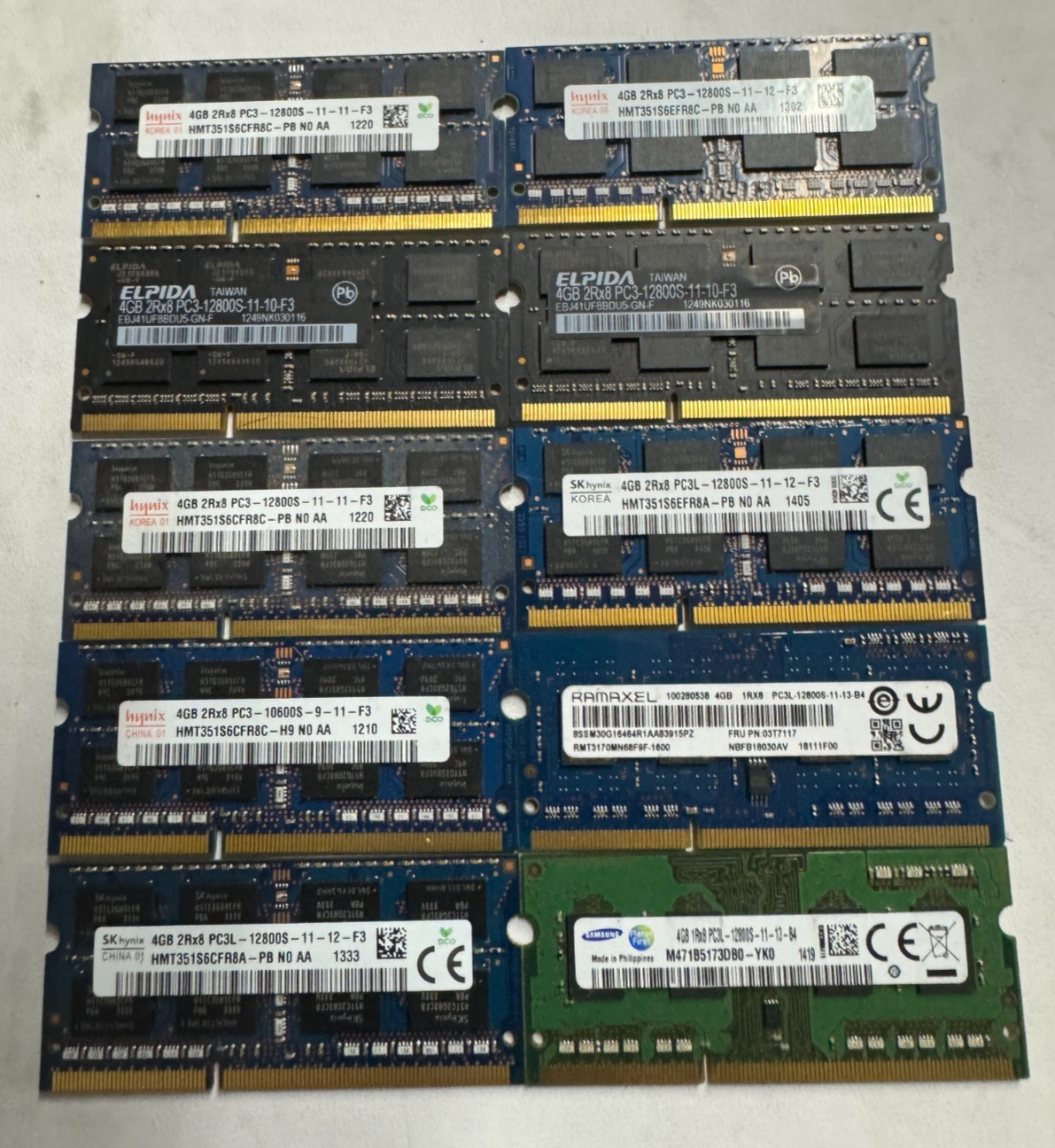 Lot of 38x Mixed Brand 4GB PC3L/PC3 DDR3/DDR3L  Laptop Memory RAM