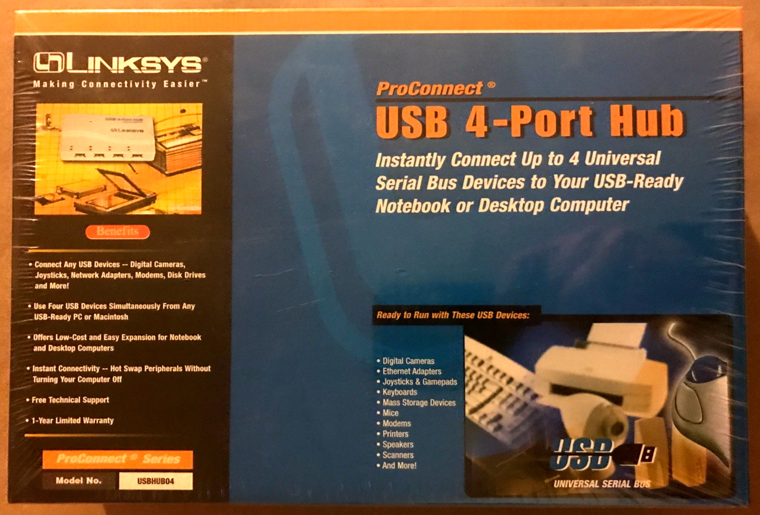 Linksys USBHUB04 · ProConnect USB 4-Port Hub · Brand New Sealed Vintage/Retro