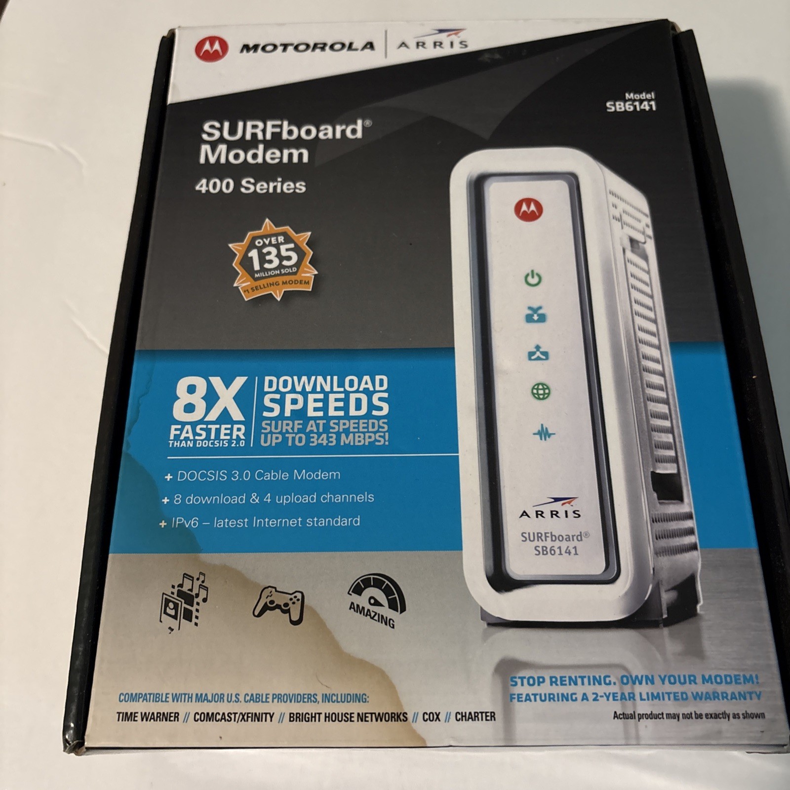Motorola ARRIS SURFboard SB6141 DOCSIS 3.0 Cable Modem 400 Series (White) A7