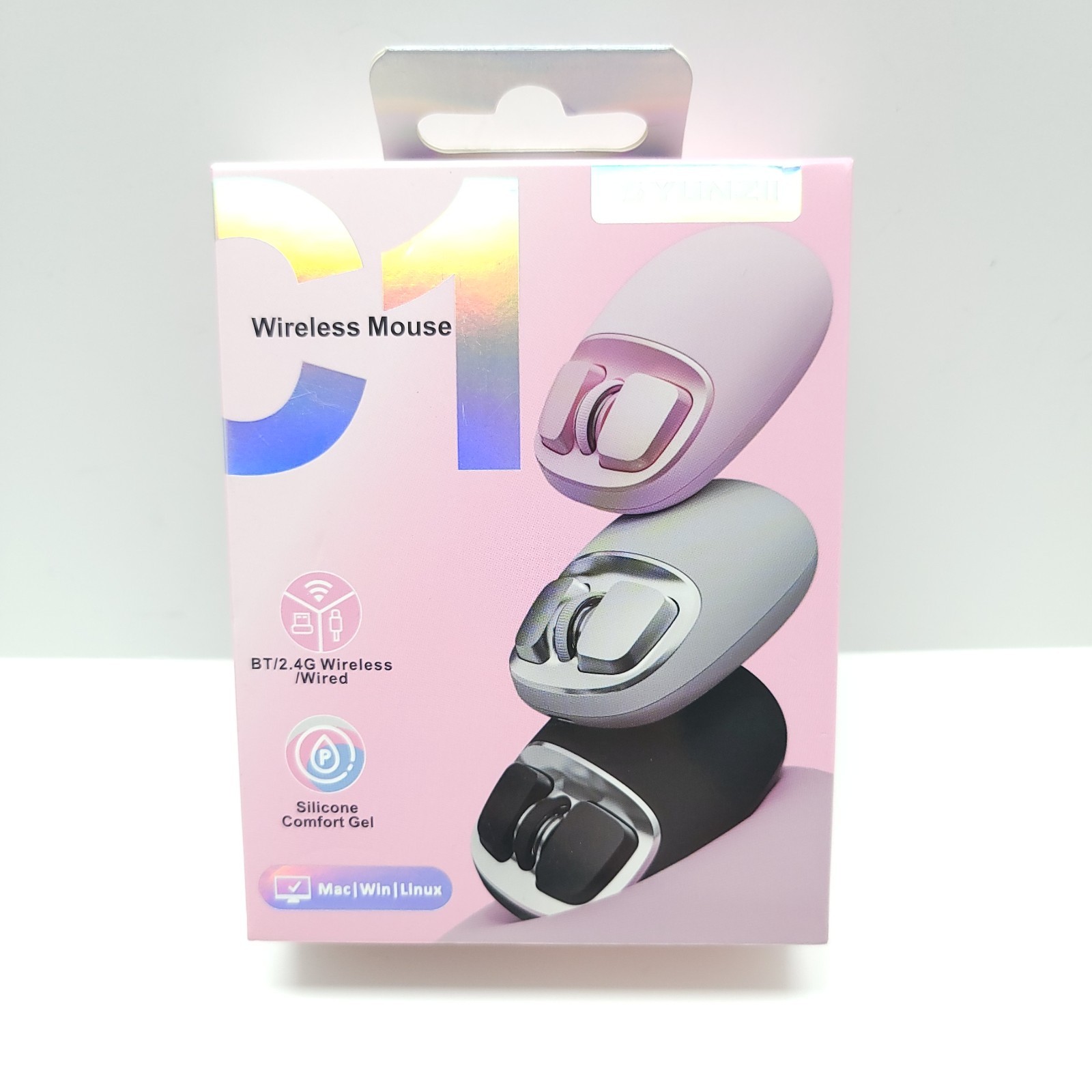 Yunzii C1 Silicone Comfort Gel Tri-Mode Mouse (Gray)  BT/2.4G Wireless/Wired