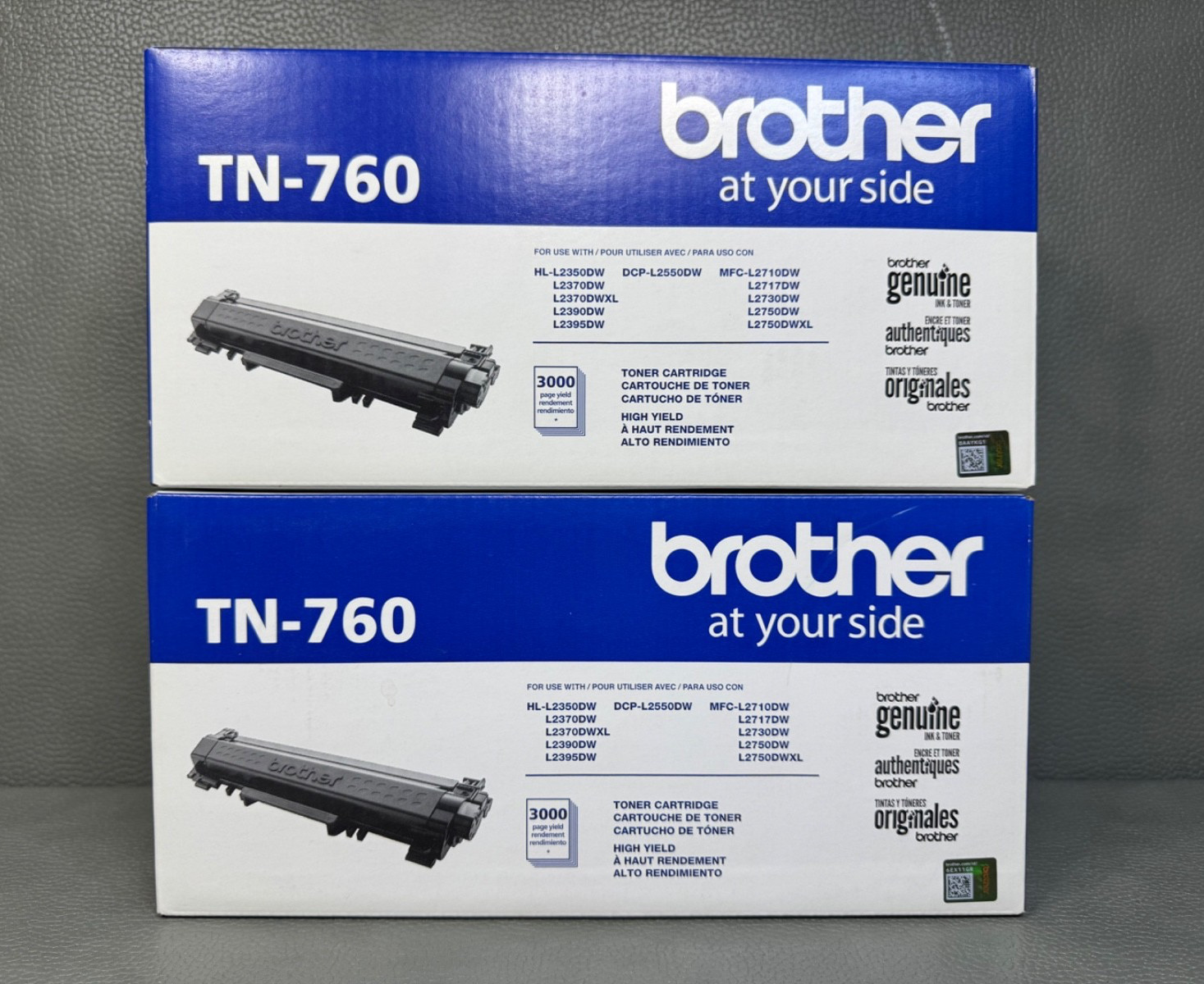 Brand New Set Of 2 Brother TN-760 Toner Cartridges