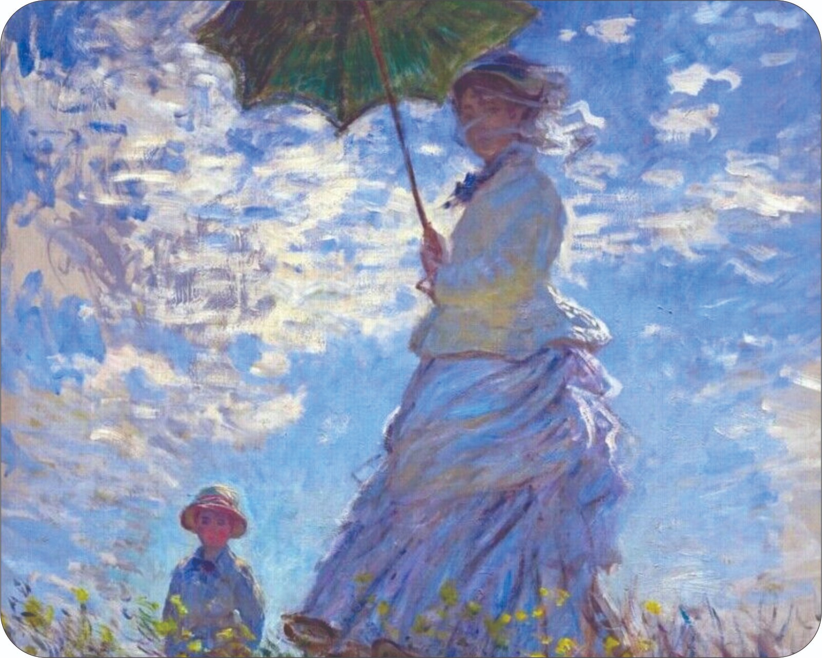 Monet - Woman With a Parasol Mouse Pad 7 3/4  x 9" Famous Art Painting