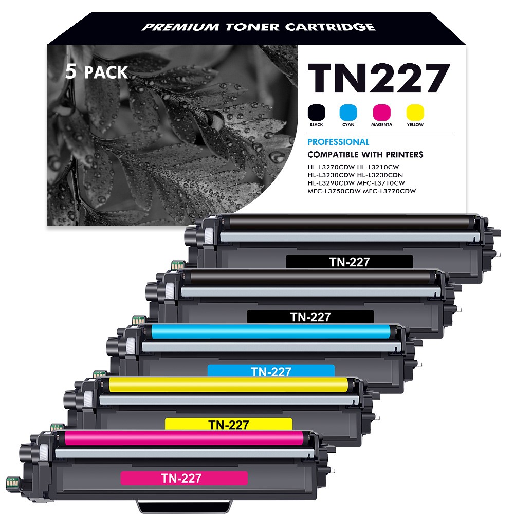 5-pack Toner Cartridges Compatible With Brother TN227 MFC-L3770CDW HL-L3230CDN