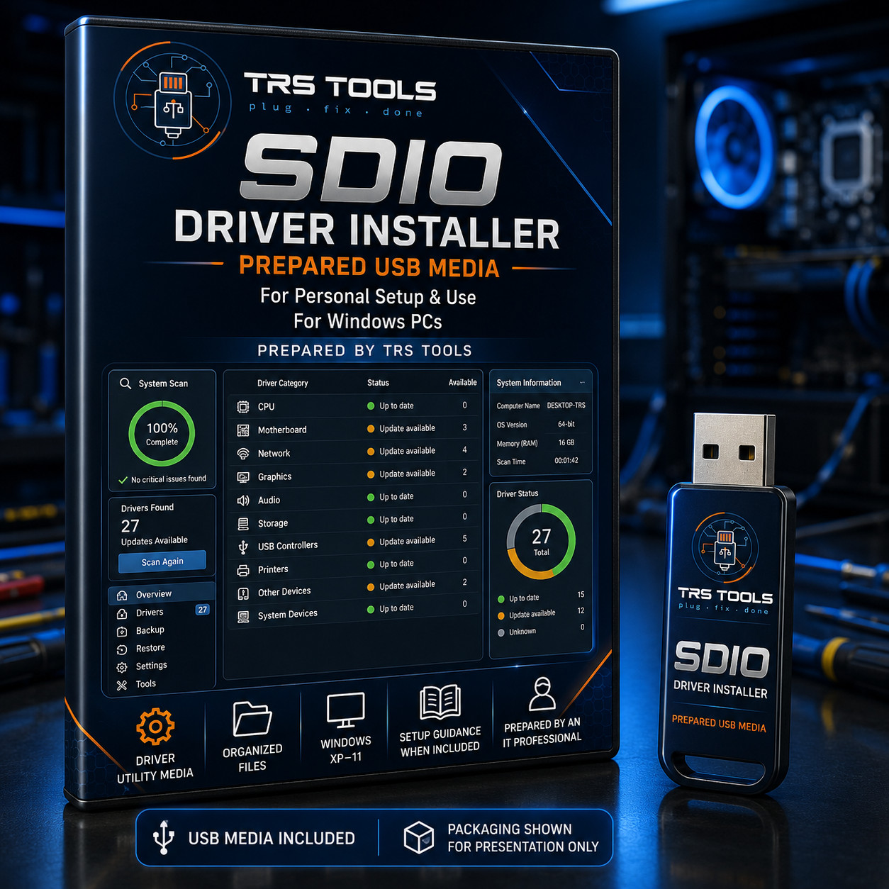 SDIO Offline Driver Installer USB Prepared Media Windows 11 10 8 7 XP