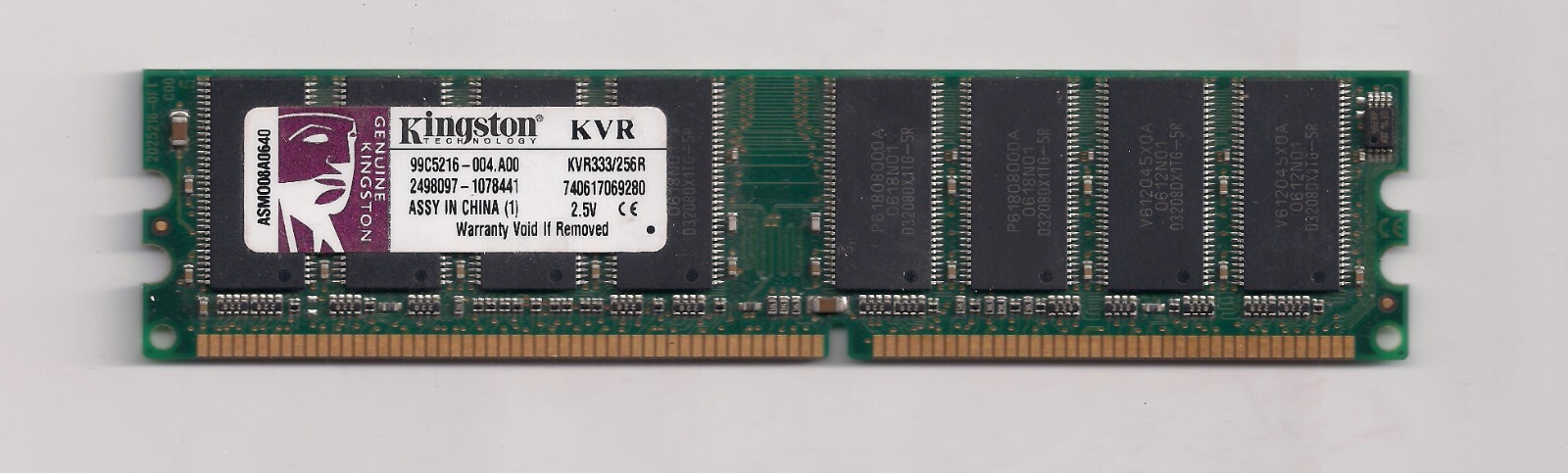  Kingston KVR333/256R 256MB DDR Desktop Ram Working pull