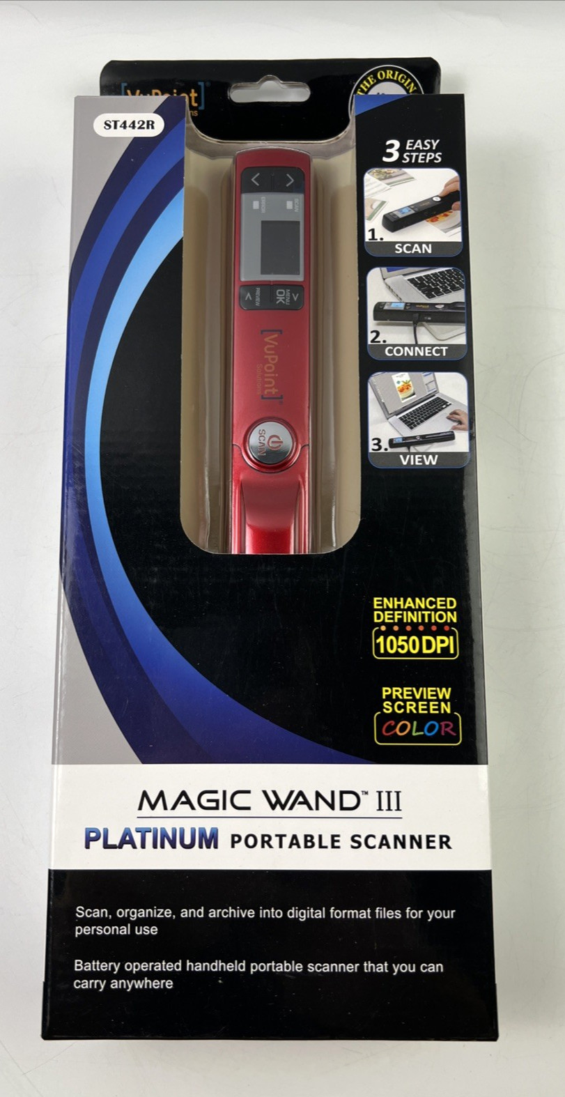 VuPoint Solutions Magic Wand III PLATINUM Portable Scanner Color 1050DPI ST442R
