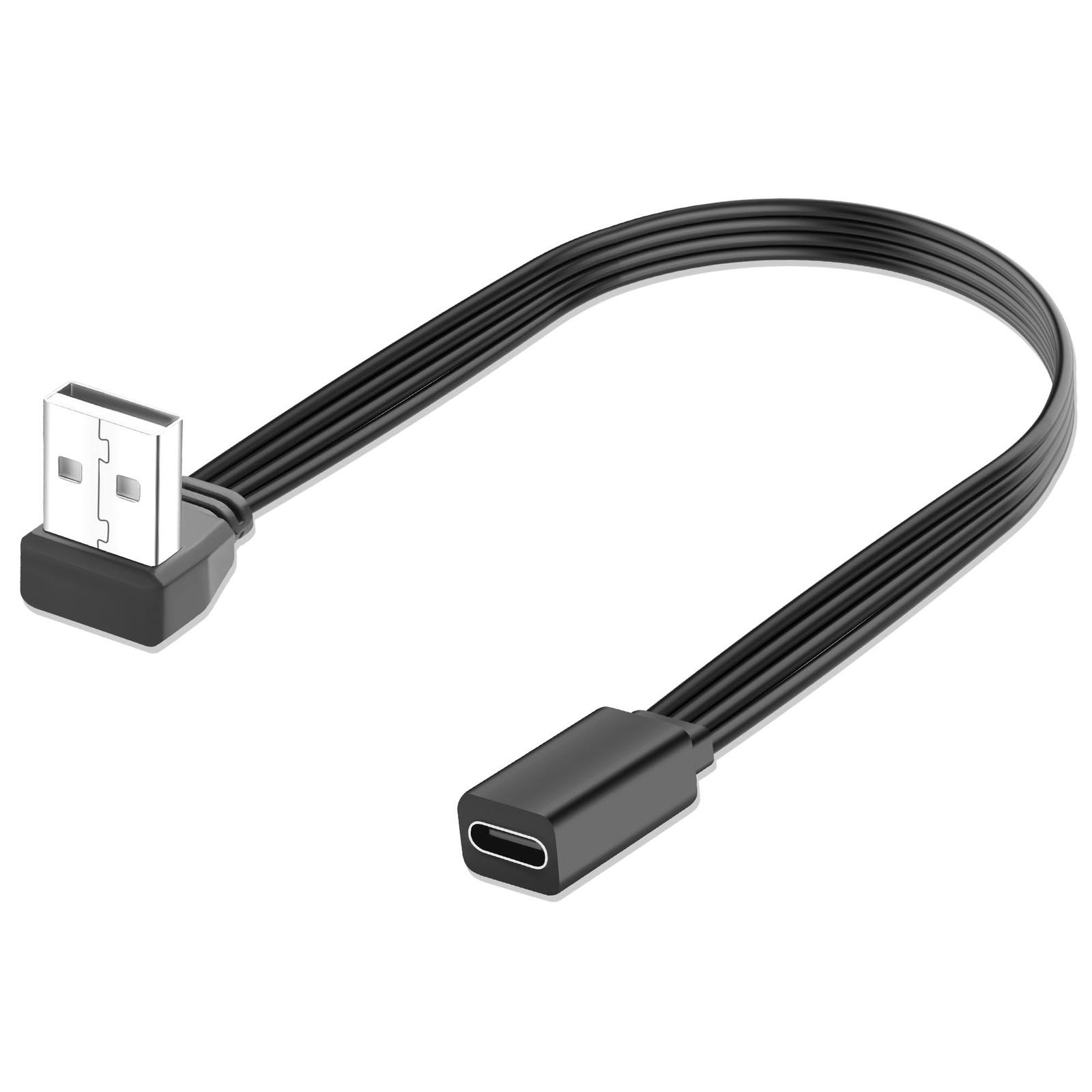 JSADZKJ USB to USB-C Cable 90 Degree Angle 2.0 Male Type C Black 
