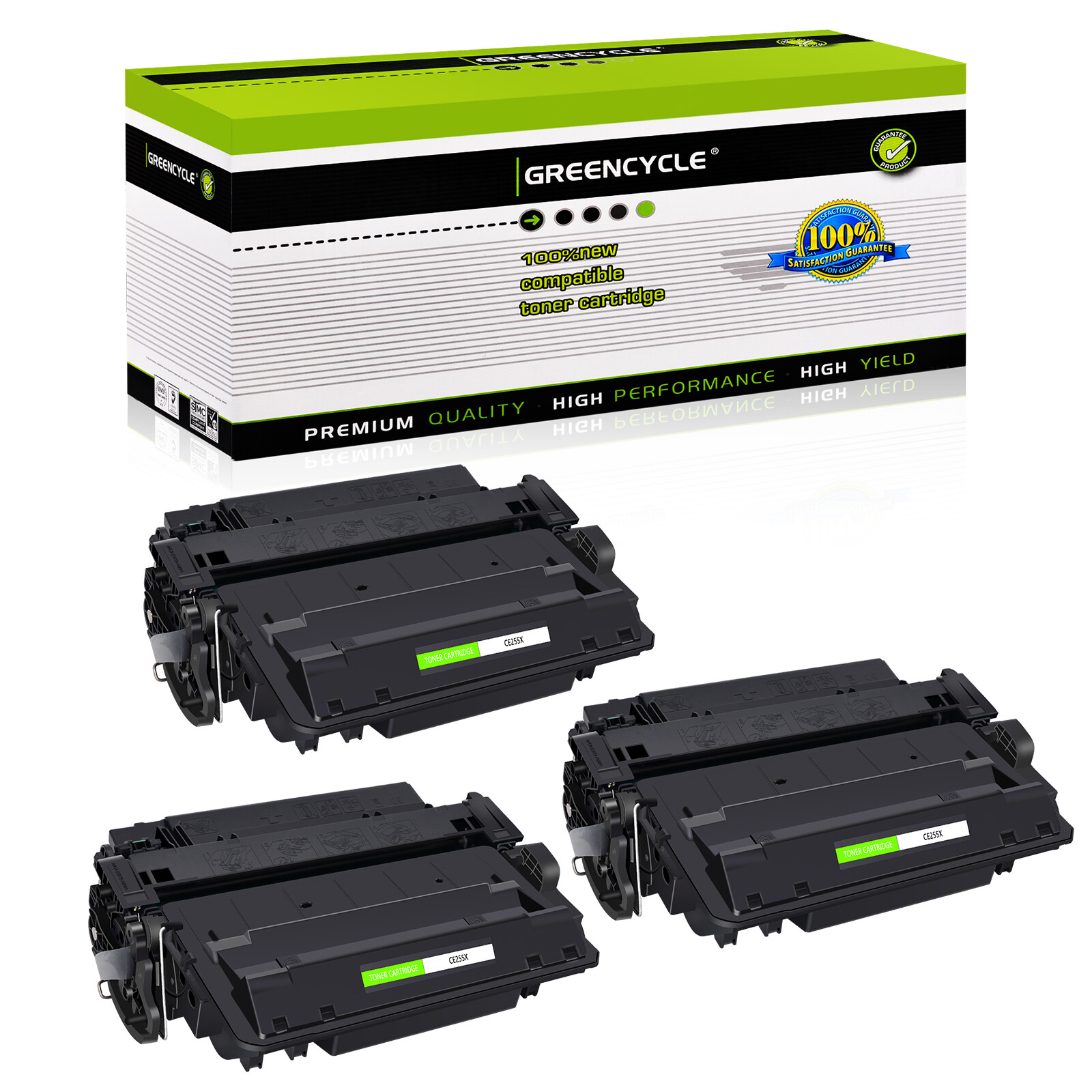 3PK CE255X Toner Cartridge fit for LaserJet Pro 500 MFP M521dz Enterprise P3015x