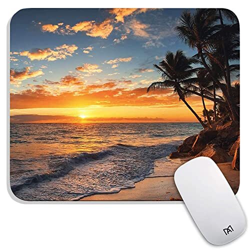 Square Mouse Pad Beach Sunset, Personalized Premium-Textured AM032-Beach Sunset