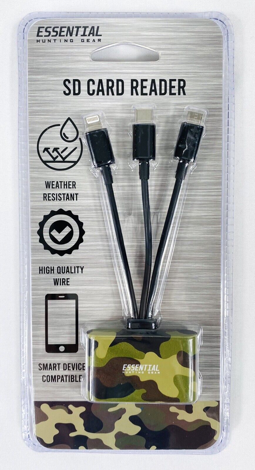 Essential Hunting Gear - Compact SD Camo Card Reader - Weather Resistant - NIB